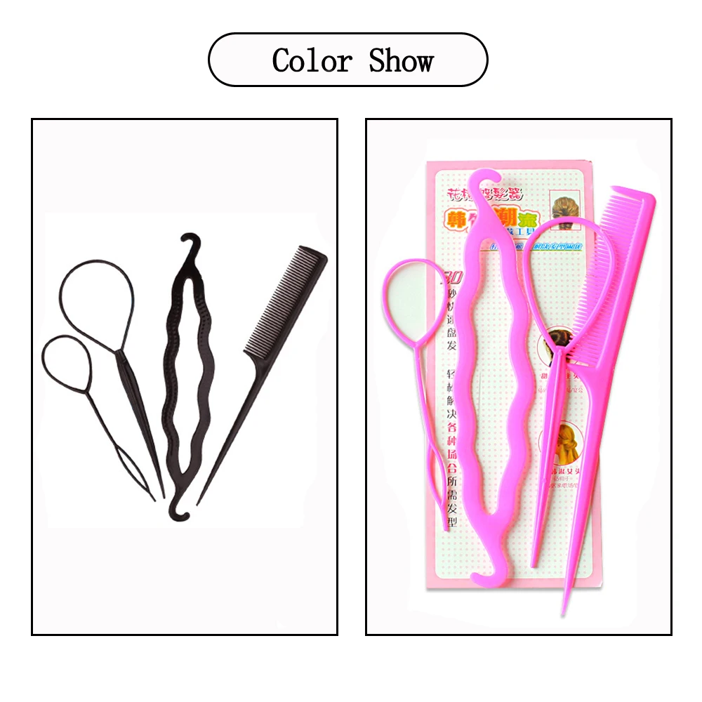 4PCS Plastic Magic Topsy Tail Comb Hair Braids Accessories For Women Ponytail Braiding Disk Twist Styling Hair Bun Maker Tools thumbnail 6