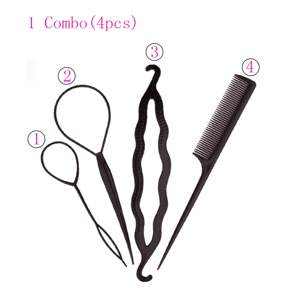 4PCS Plastic Magic Topsy Tail Comb Hair Braids Accessories For Women Ponytail Braiding Disk Twist Styling Hair Bun Maker Tools thumbnail 5