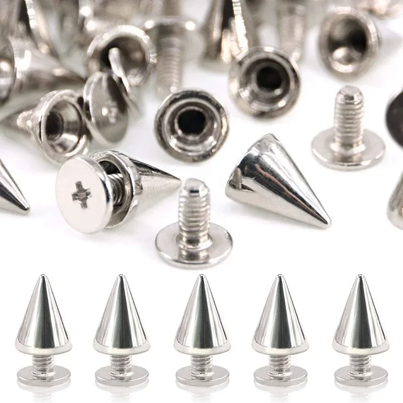 10/100pcs Punk Metal Spikes Double Cap Silver Rivets Cone Studs DIY Bags Clothes Spike Round Nail Rivet Handcraft Supplies thumbnail 5