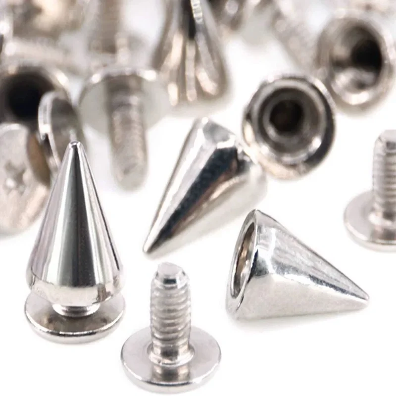 10/100pcs Punk Metal Spikes Double Cap Silver Rivets Cone Studs DIY Bags Clothes Spike Round Nail Rivet Handcraft Supplies thumbnail 6