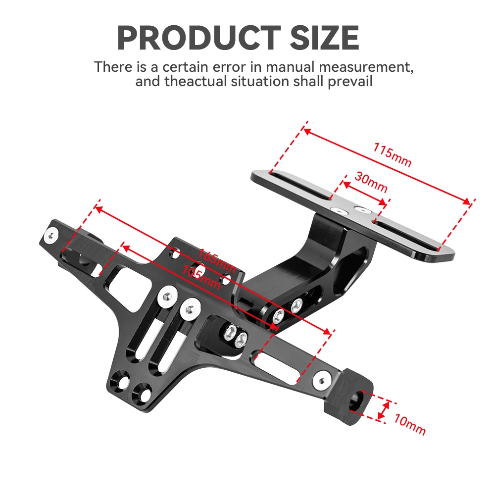 Motorcycle License Number Plate Holder Frame with LED Light CNC Aluminum Adjustable Moto Accessories Turn Signal Light Bracket thumbnail 2