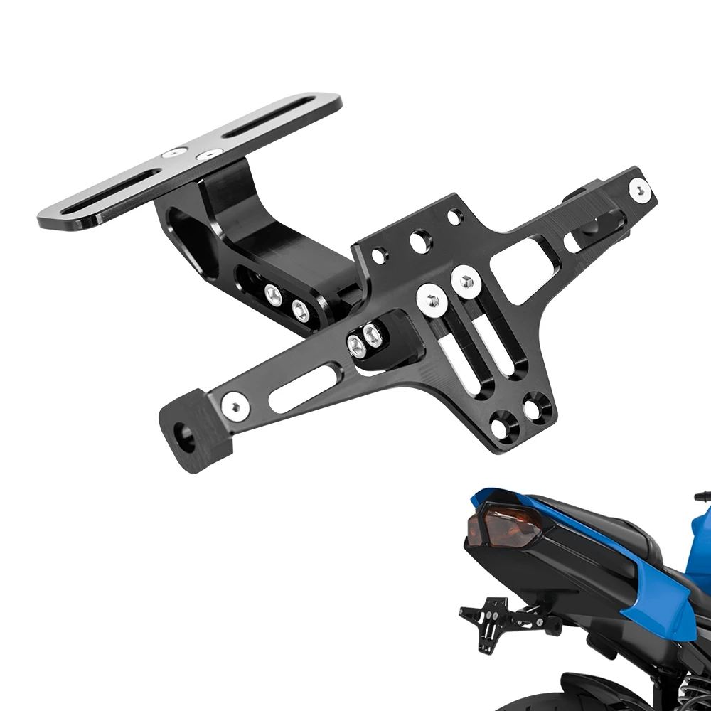 Motorcycle License Number Plate Holder Frame with LED Light CNC Aluminum Adjustable Moto Accessories Turn Signal Light Bracket