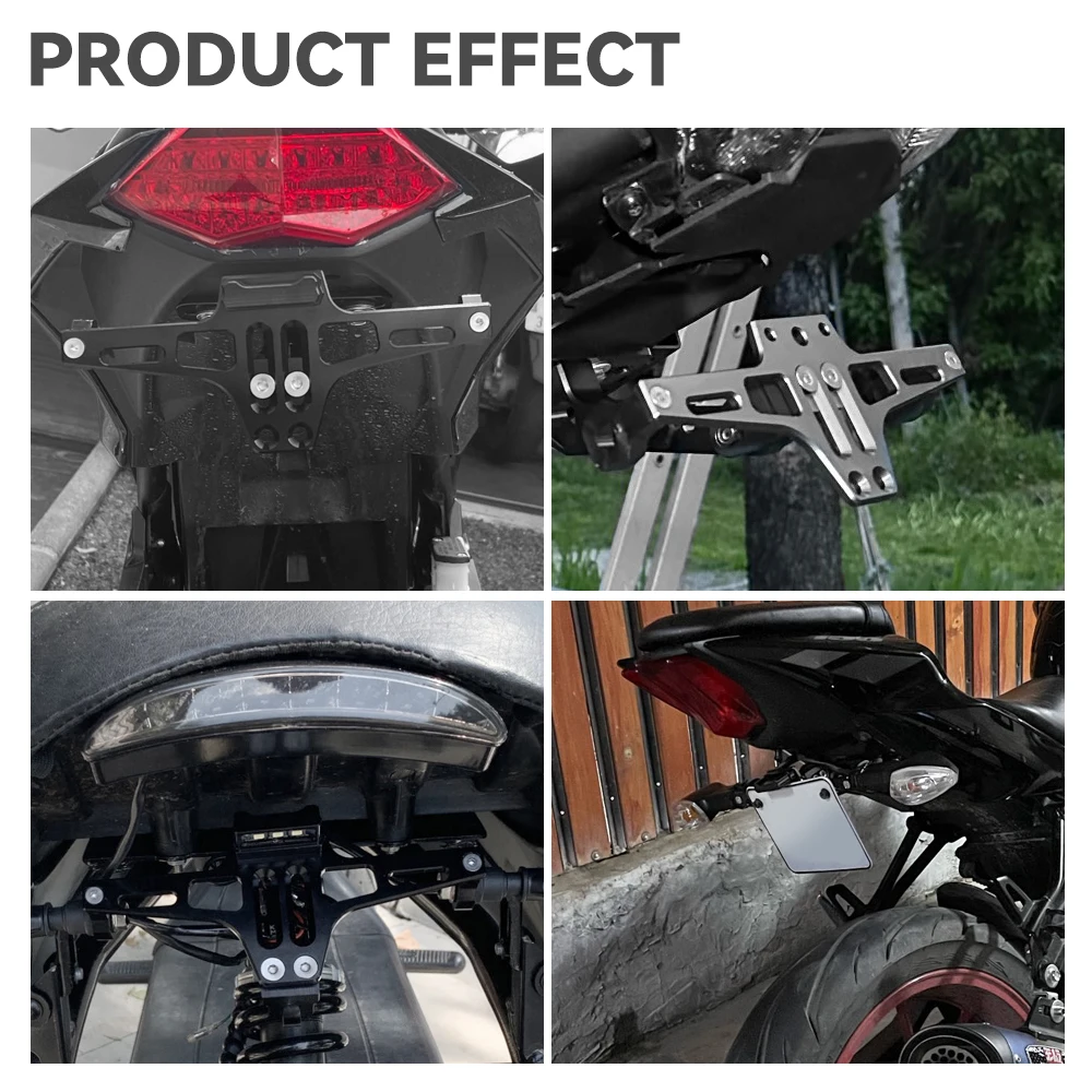Motorcycle License Number Plate Holder Frame with LED Light CNC Aluminum Adjustable Moto Accessories Turn Signal Light Bracket thumbnail 3