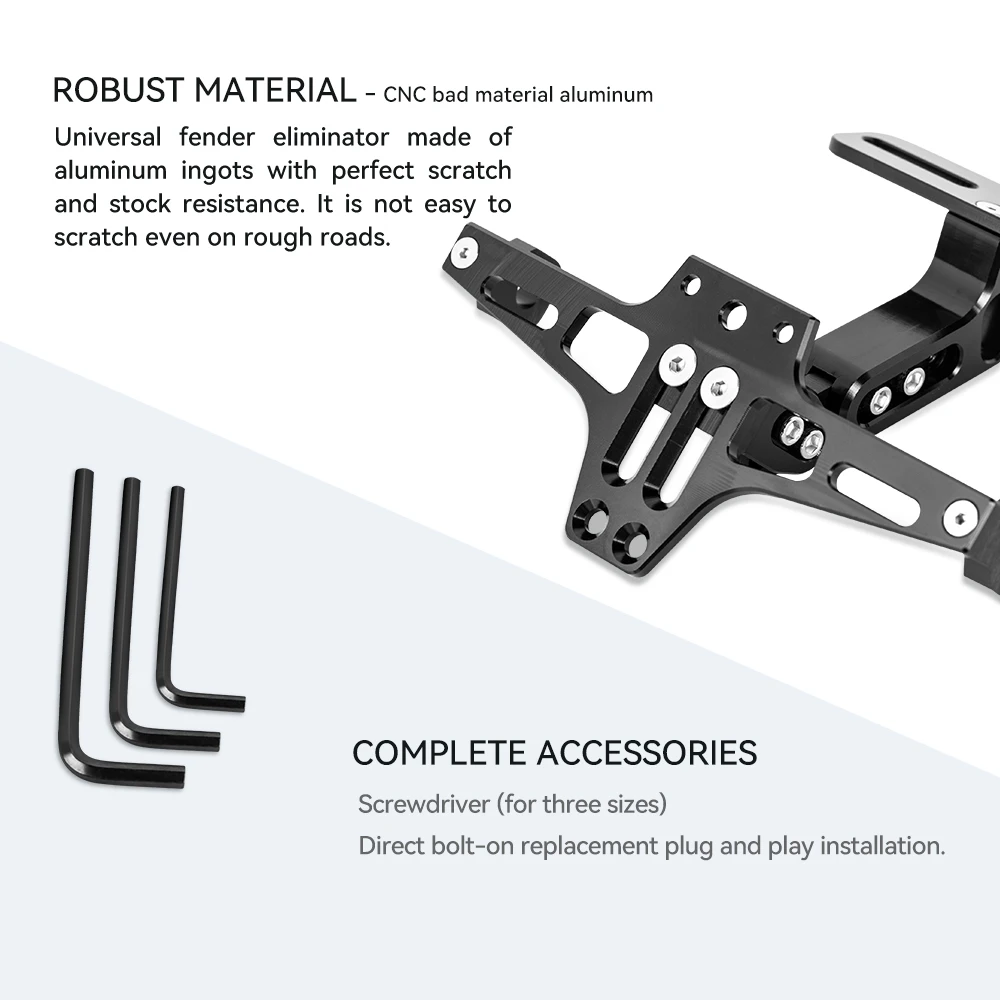 Motorcycle License Number Plate Holder Frame with LED Light CNC Aluminum Adjustable Moto Accessories Turn Signal Light Bracket thumbnail 6
