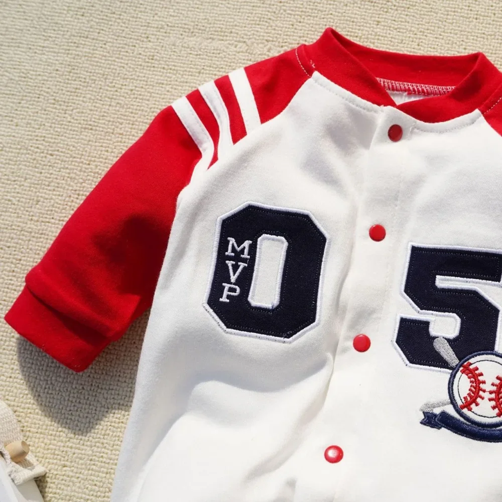 3-12M Newborn Baby Rompers Spring Autumn cotton Baby boy girls clothes Letter Embroidery baby clothing jumpsuits baby onesies thumbnail 3