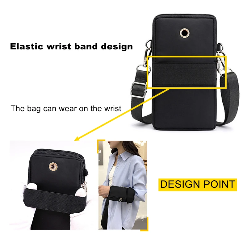 Women's Shoulder Bag Handbag Nylon Waterproof Mini Pocket Wallet Solid Color Wrist Bag Zipper Flip Small Bag thumbnail 5