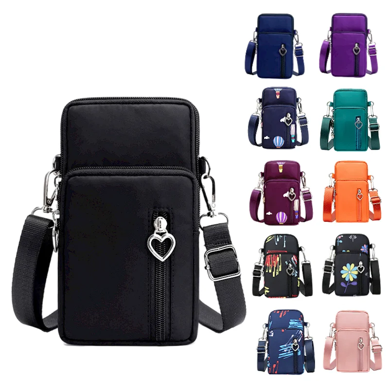 Women's Shoulder Bag Handbag Nylon Waterproof Mini Pocket Wallet Solid Color Wrist Bag Zipper Flip Small Bag