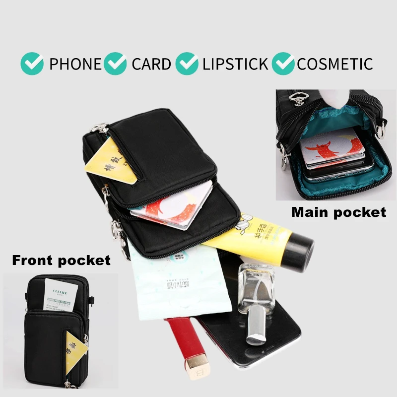 Women's Shoulder Bag Handbag Nylon Waterproof Mini Pocket Wallet Solid Color Wrist Bag Zipper Flip Small Bag thumbnail 2