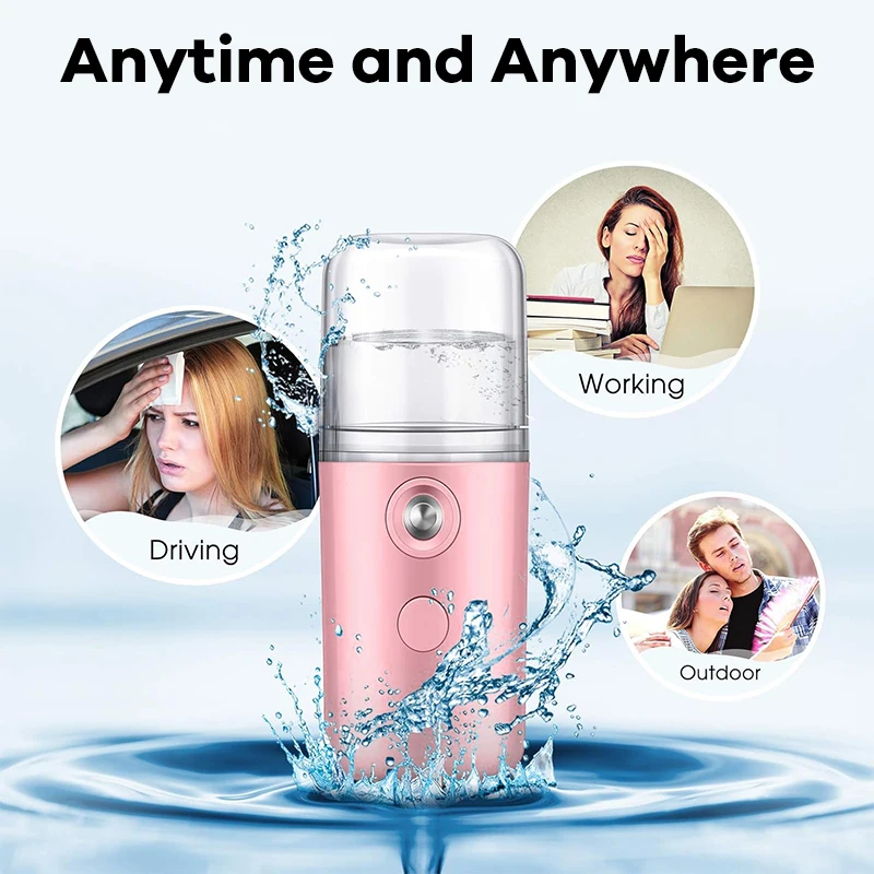 Nano Facial Hydrator Sprayer Face Steamer Nebulizer Home Travel Use Mini Rechargeable Humidifier Women Beauty Device Skin Care thumbnail 5