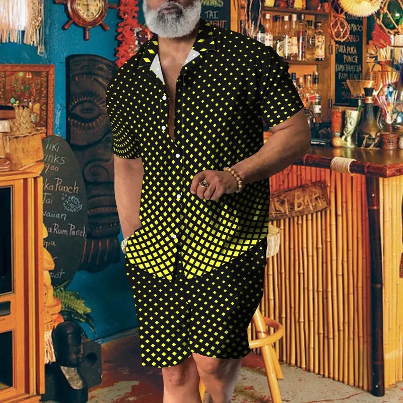 Fashion Trend Print Party Suit 3D print Shirt Beach Shorts Oversized luxury 2Pcs set Vacation Hawaiian Streetwear Man Suits thumbnail 2