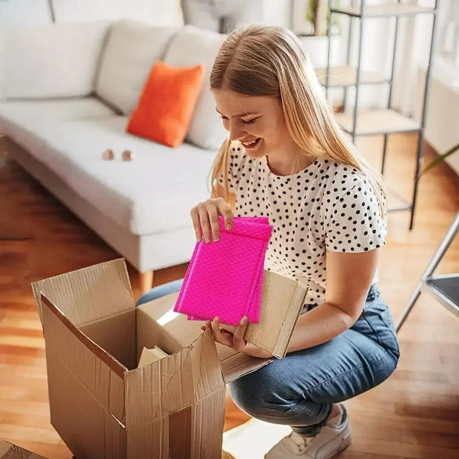 50Pcs Delivery Package Packaging Pink Small Business Supplies Envelopes Shipping Packages Bubble Envelope Packing Bag Mailer thumbnail 5