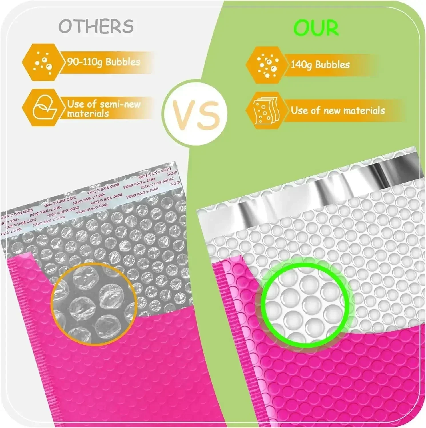 50Pcs Delivery Package Packaging Pink Small Business Supplies Envelopes Shipping Packages Bubble Envelope Packing Bag Mailer thumbnail 4