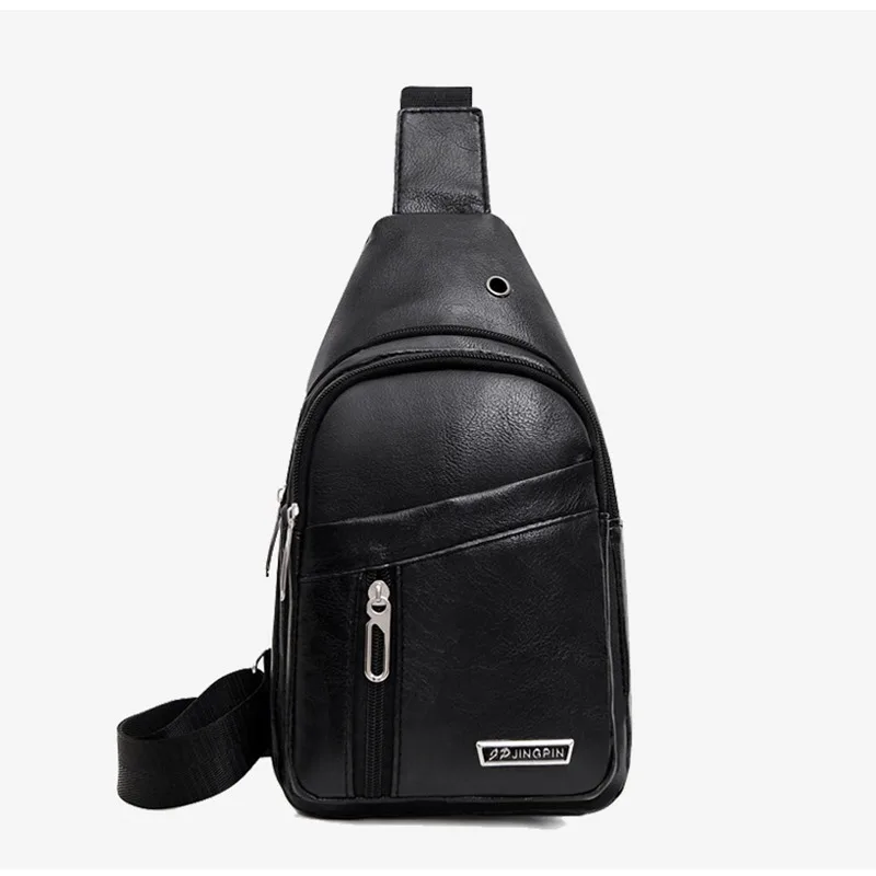 New PU Leather Chest Bag Men Travel Crossbody Bag Business Black Chest Pack Casual Sling Bag Male Shoulder Messenger Bag thumbnail 6