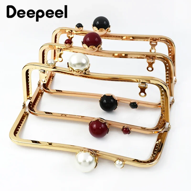 1/2/3Pcs 20cm Metal Bag Handle Retro Pearl Kiss Clasp Lock Buckle Purse Frame DIY Sewing Handbag Brackets Hardware Accessories thumbnail 5