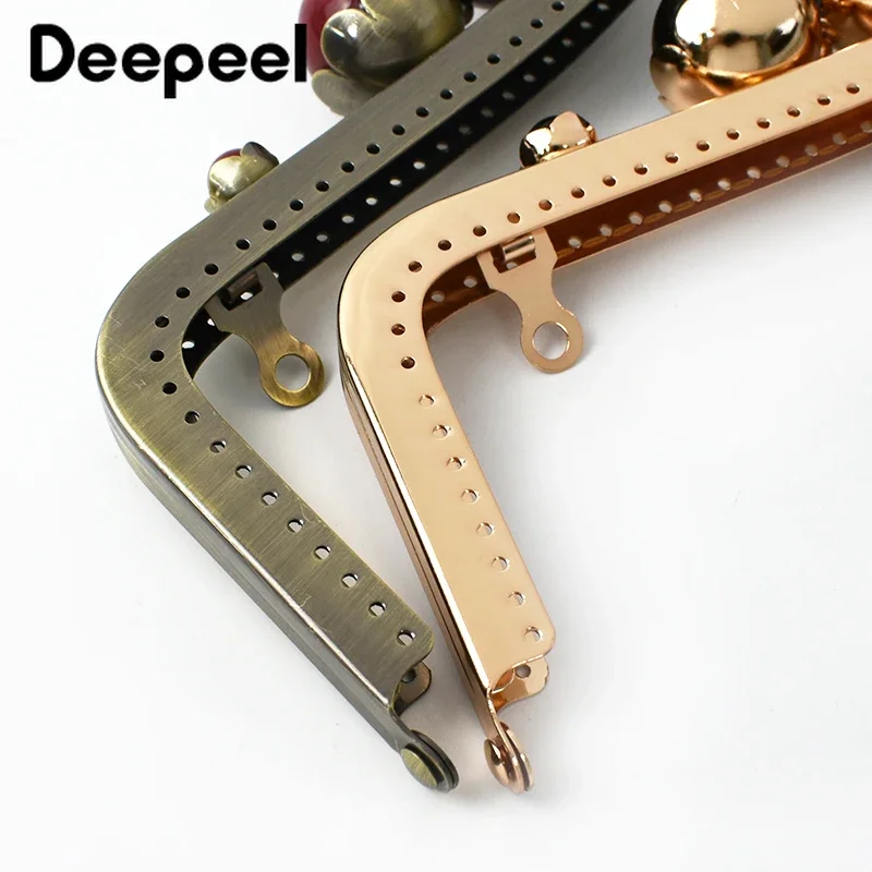 1/2/3Pcs 20cm Metal Bag Handle Retro Pearl Kiss Clasp Lock Buckle Purse Frame DIY Sewing Handbag Brackets Hardware Accessories thumbnail 4