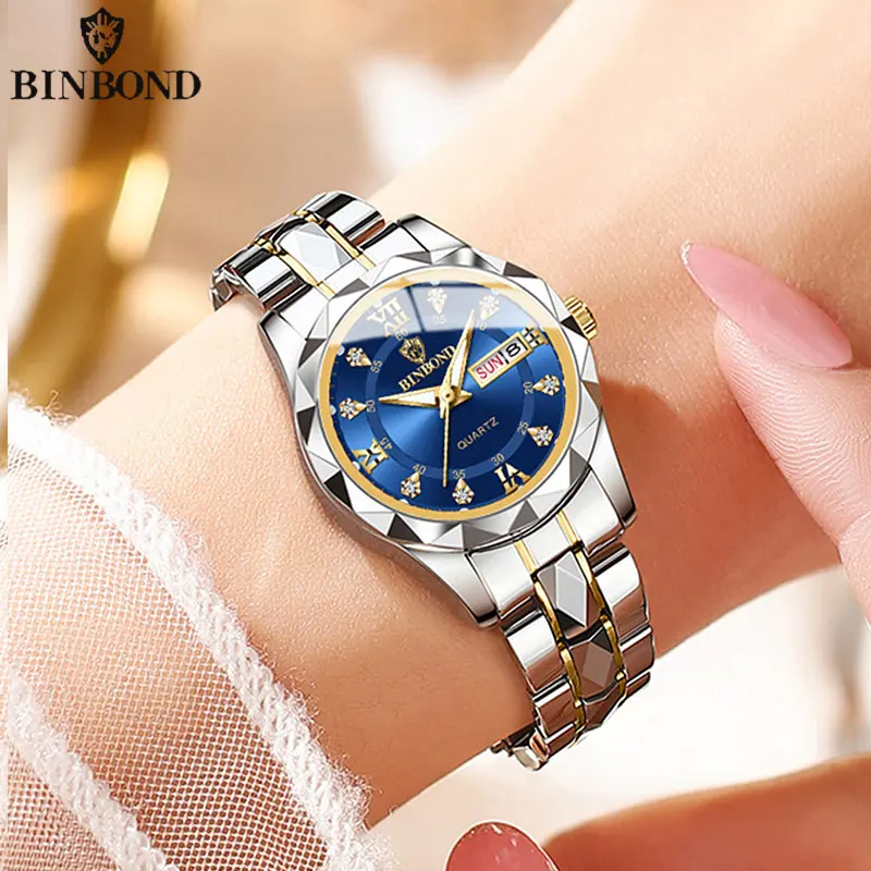 BINBOND B2521 Top Brand Luxury Fashion Business Womens Quartz Watches 30M Waterproof Week Date Clock Sport Womens Wristwatch thumbnail 5