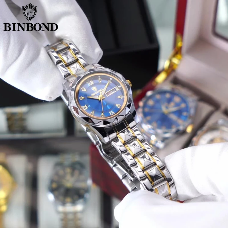 BINBOND B2521 Top Brand Luxury Fashion Business Womens Quartz Watches 30M Waterproof Week Date Clock Sport Womens Wristwatch thumbnail 3