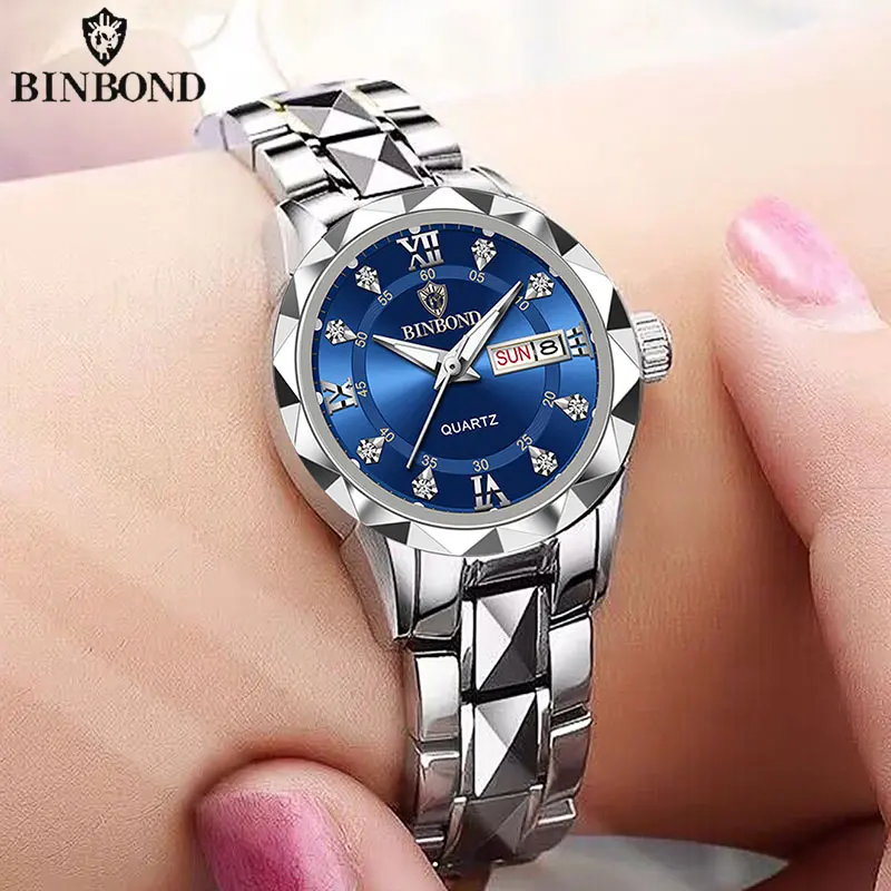 BINBOND B2521 Top Brand Luxury Fashion Business Womens Quartz Watches 30M Waterproof Week Date Clock Sport Womens Wristwatch thumbnail 6