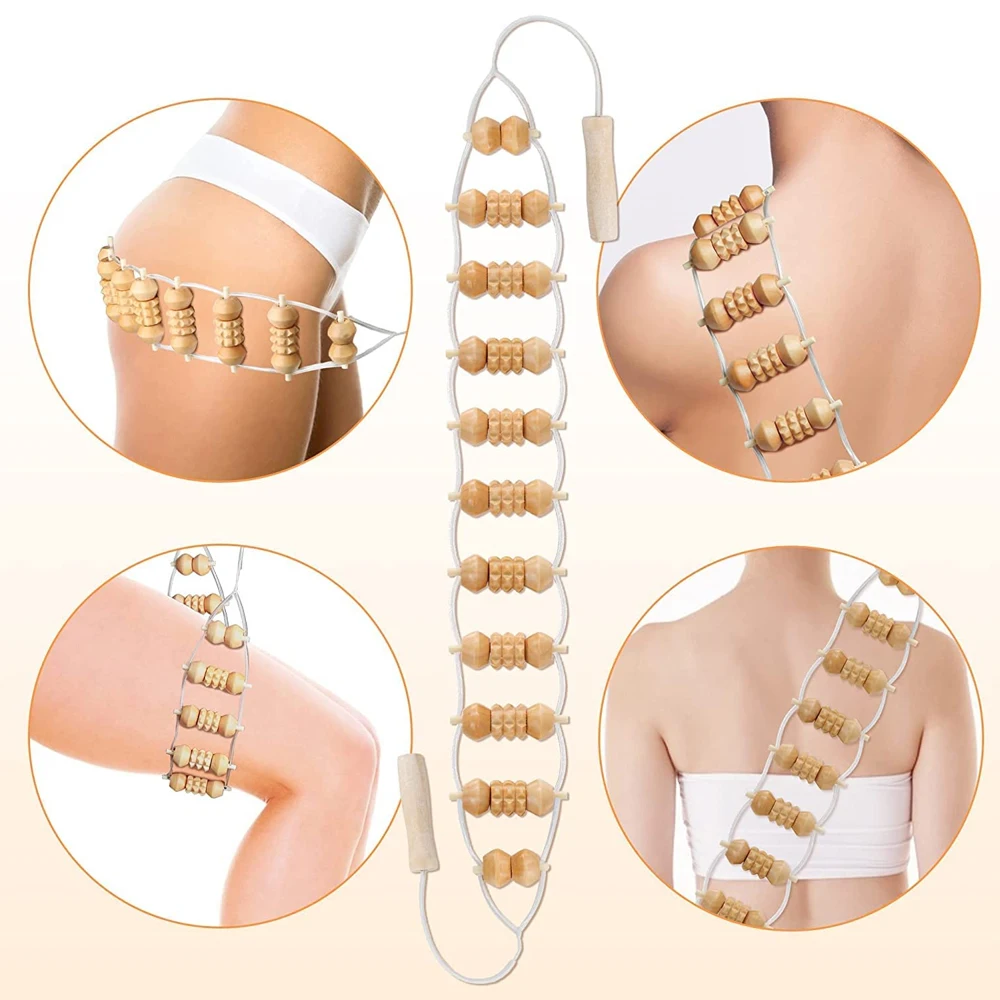 Wood Therapy Massage Tools,Maderoterapia Kit, Wooden Massage Roller Stick & Back Massager Roller Rope for Body Shaping thumbnail 3