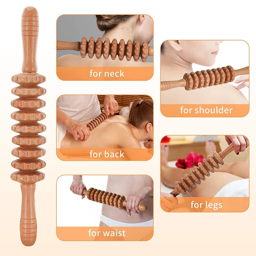 Wood Therapy Massage Tools,Maderoterapia Kit, Wooden Massage Roller Stick & Back Massager Roller Rope for Body Shaping thumbnail 5