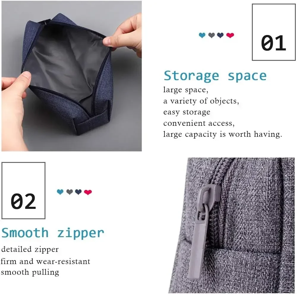 Small Pencil Bag Zipper Makeup Brush Holder Canvas Pencil Case Pouch Box Organizer Gift for School Student Teen Adults Travel thumbnail 3
