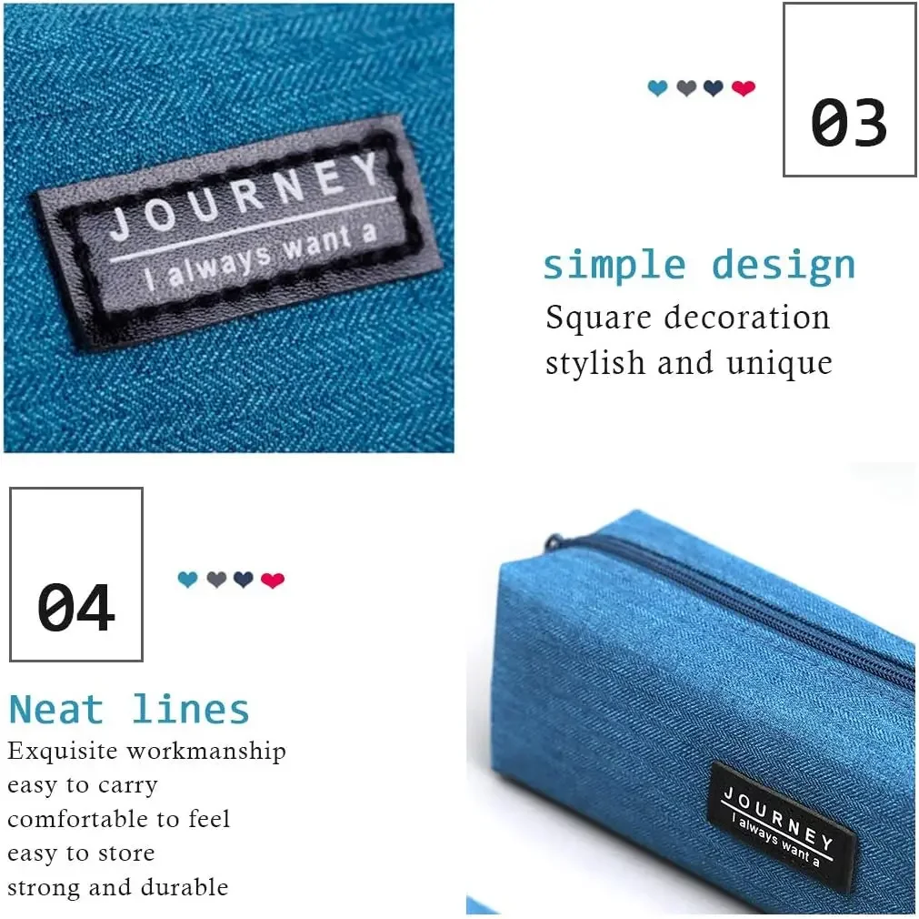 Small Pencil Bag Zipper Makeup Brush Holder Canvas Pencil Case Pouch Box Organizer Gift for School Student Teen Adults Travel thumbnail 4