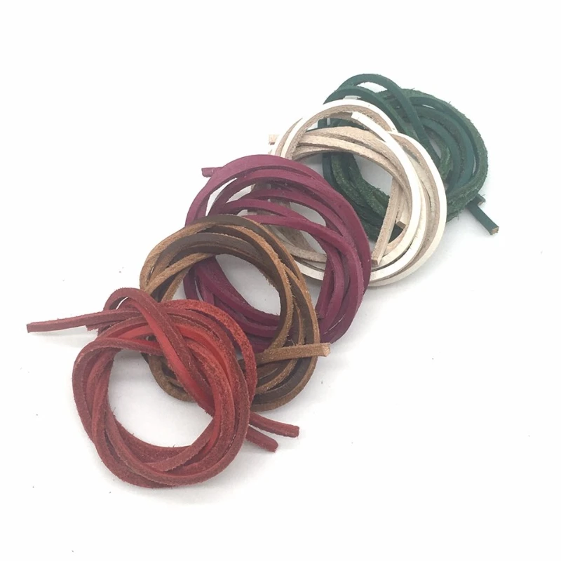 1Pair Square genuine leahter shoelaces unisex retro boot shoe laces fashion loafers boats shoelace 60/80/100/120/140/160CM thumbnail 2