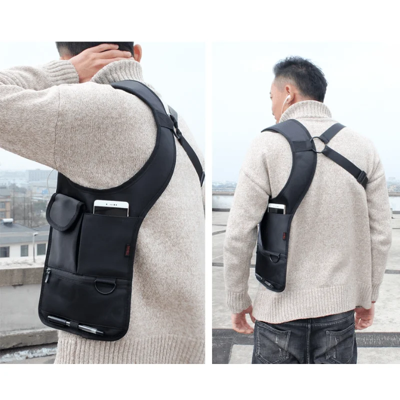 1pc Anti-Pry Organizer Hidden Underarm Bag Inspector Leather Case Tablet Card Holder Wallet Men's Chest Bag Shoulder Bag thumbnail 4