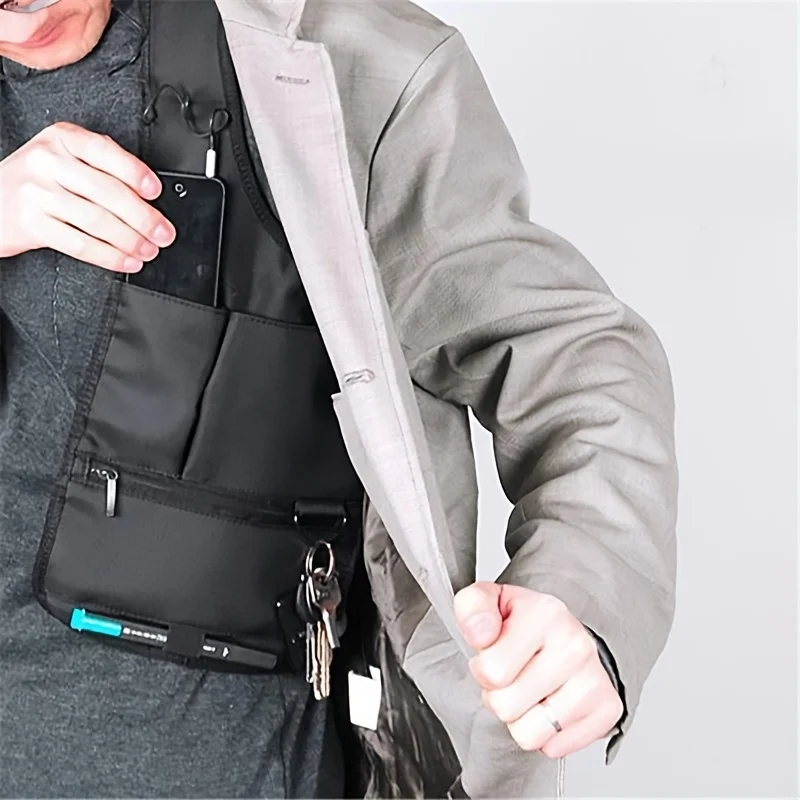 1pc Anti-Pry Organizer Hidden Underarm Bag Inspector Leather Case Tablet Card Holder Wallet Men's Chest Bag Shoulder Bag thumbnail 2