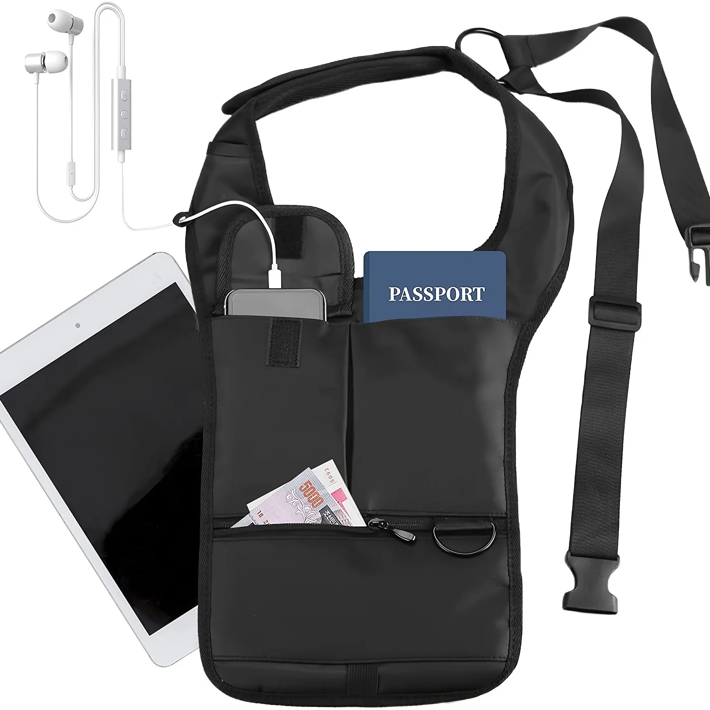1pc Anti-Pry Organizer Hidden Underarm Bag Inspector Leather Case Tablet Card Holder Wallet Men's Chest Bag Shoulder Bag thumbnail 3