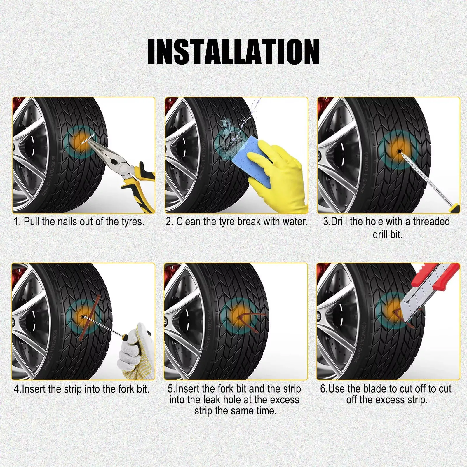 New Car Tire Repair Tool Kit Studding Tool Auto Bike Puncture Plug Garage Needle Nose Pliers Vacuum Film Nail EVA Storage Case thumbnail 5
