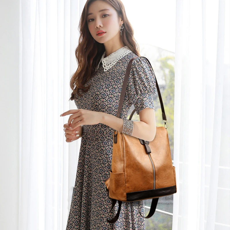 Fashion Anti-theft Women Backpacks Famous Brand High Quality PU Leather Travel Backpack Ladies Large Capacity Shoulder Handbags thumbnail 6