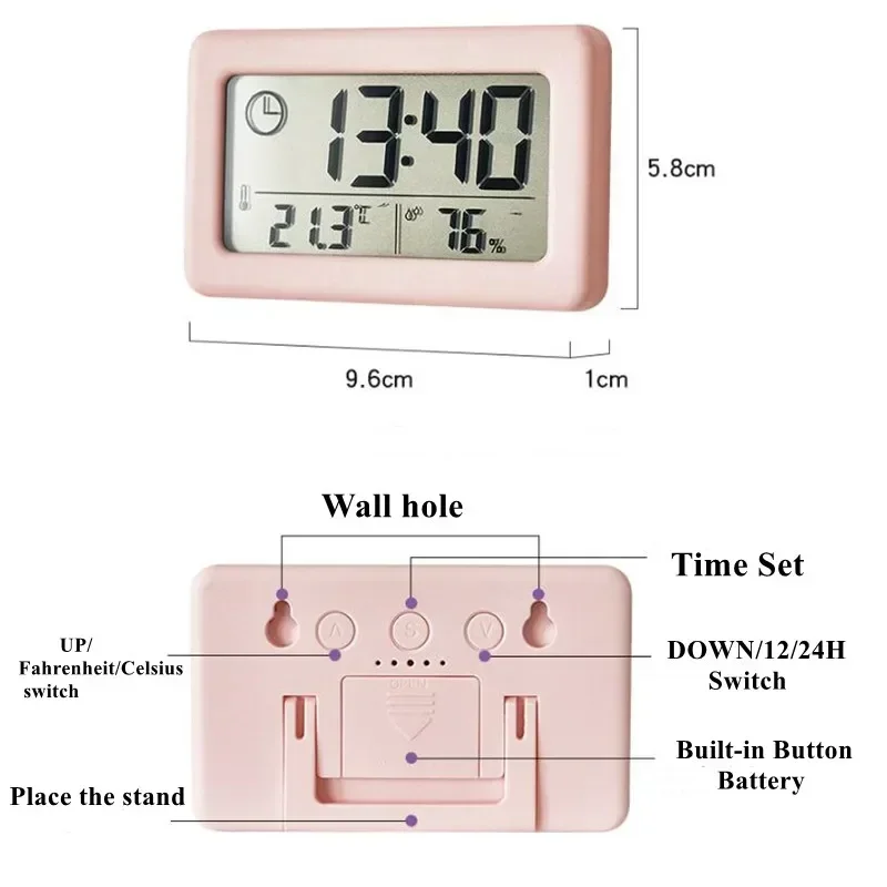 Mini Digital Clock Temperature Humidity Portable Watch Clock Thermometer Hygrometer 12/24 Hours Battery Powered Clock Home Table thumbnail 4