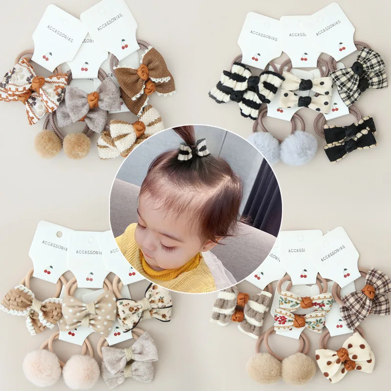 10Pcs/Lot  Children's Cute Headwear Hair Accessories Baby's Basic Bow Tie Band Set Small Scrunchie Kids Elastic Hair Ties thumbnail 2