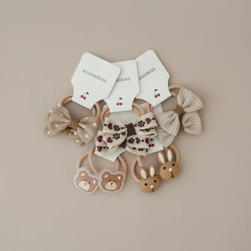 10Pcs/Lot  Children's Cute Headwear Hair Accessories Baby's Basic Bow Tie Band Set Small Scrunchie Kids Elastic Hair Ties thumbnail 6