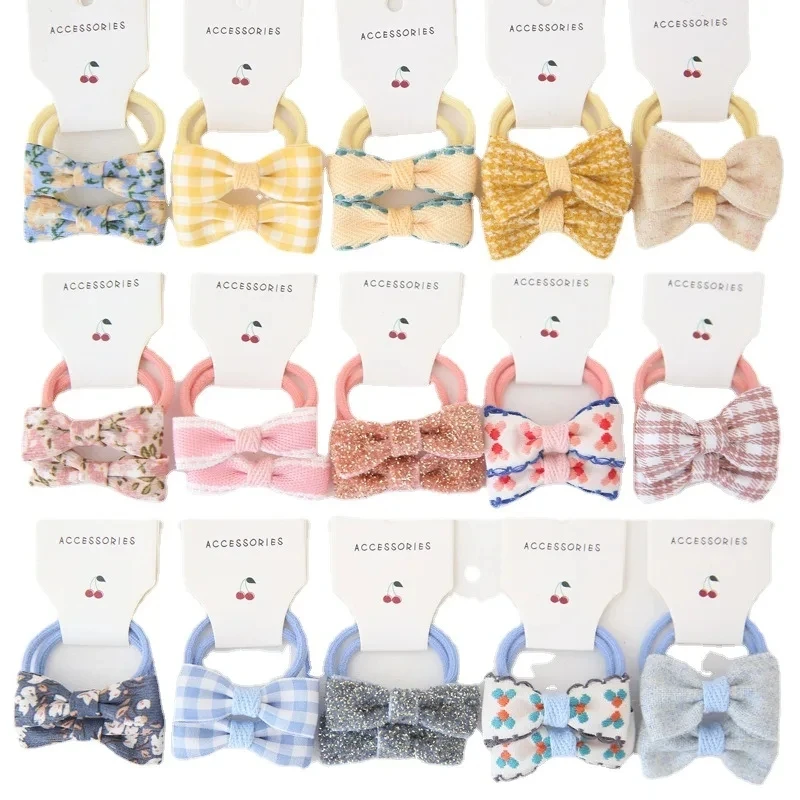 10Pcs/Lot  Children's Cute Headwear Hair Accessories Baby's Basic Bow Tie Band Set Small Scrunchie Kids Elastic Hair Ties thumbnail 3