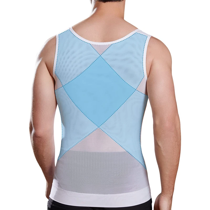 Mens Slimming Body Shaper Vest Gynecomastia Compression Shirts Tummy Control Sleeveless Undershirts Criss Cross Mesh Underwear thumbnail 4