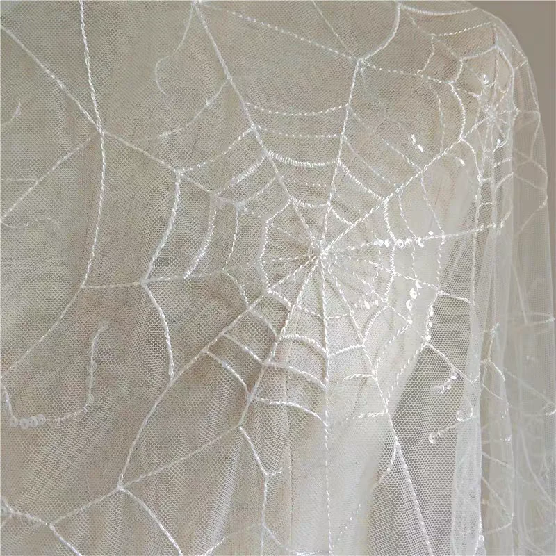Spider Web Embroidery Gauze DIY Stage Costume Sequin Embroidery Wedding Dress Skirt children's Wear Background Decorative Cloth thumbnail 3
