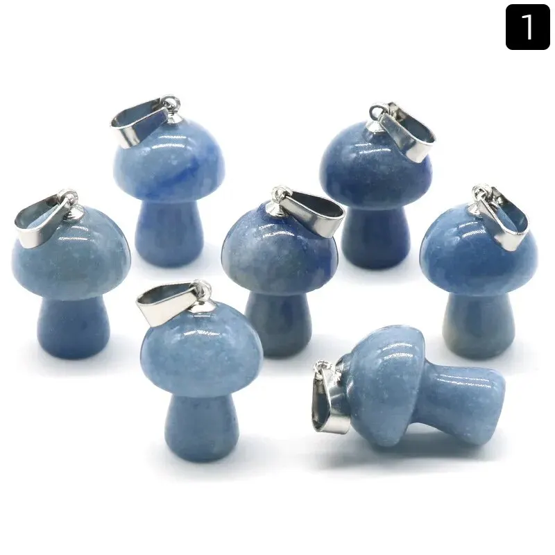 7pcs/Set 15x20mm Natural Stone Mushroom Shape Pendant Agate Quartz Opal Charms for Jewelry Making DIY Necklace Bracelet Earrings thumbnail 6