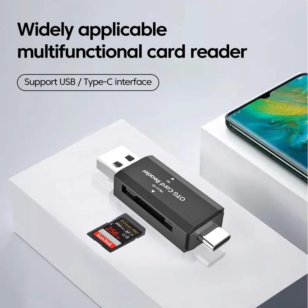 Type C SD TF Card Reader 2 in 1 USB 2.0 Card Reader for PC Laptop Accessories High Speed Smart Memory Cardreader SD Card Adapter thumbnail 3