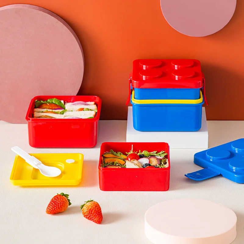 DIY Building Block Lunch Box Modular Building Blocks For Children Student Building Block Bento Food Storage Container Dinnerware thumbnail 4