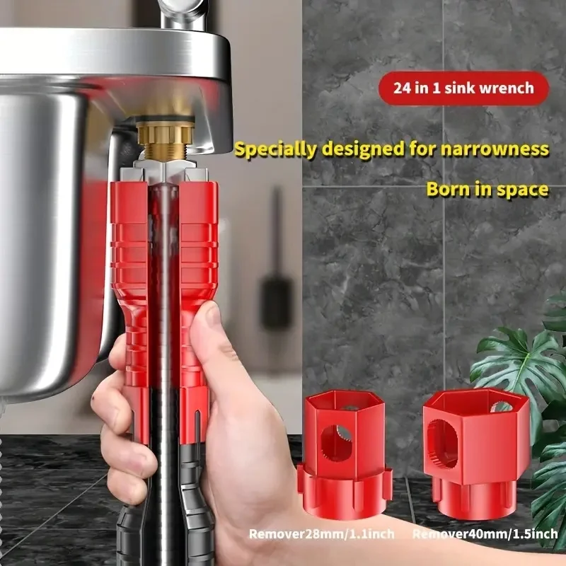 24/18/8 Multifunction Faucet and Sink Installer Tool Faucet Wrench Tool Plumbing Tool Water Pipe Spanner for Kitchen Bathroom thumbnail 3