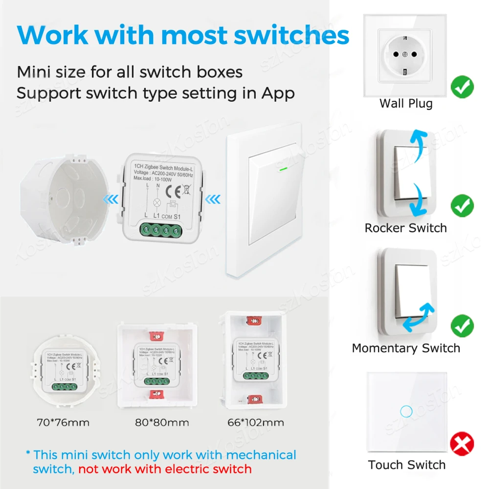 No Neutral Tuya ZigBee 3.0 Smart Switch Module 1 2 3 4 Gang Wire Required Smart Home DIY Light Breaker Works with Alexa Google thumbnail 5