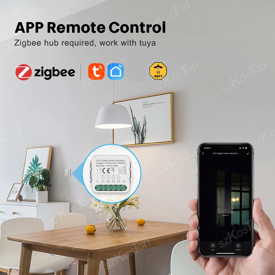 No Neutral Tuya ZigBee 3.0 Smart Switch Module 1 2 3 4 Gang Wire Required Smart Home DIY Light Breaker Works with Alexa Google thumbnail 3