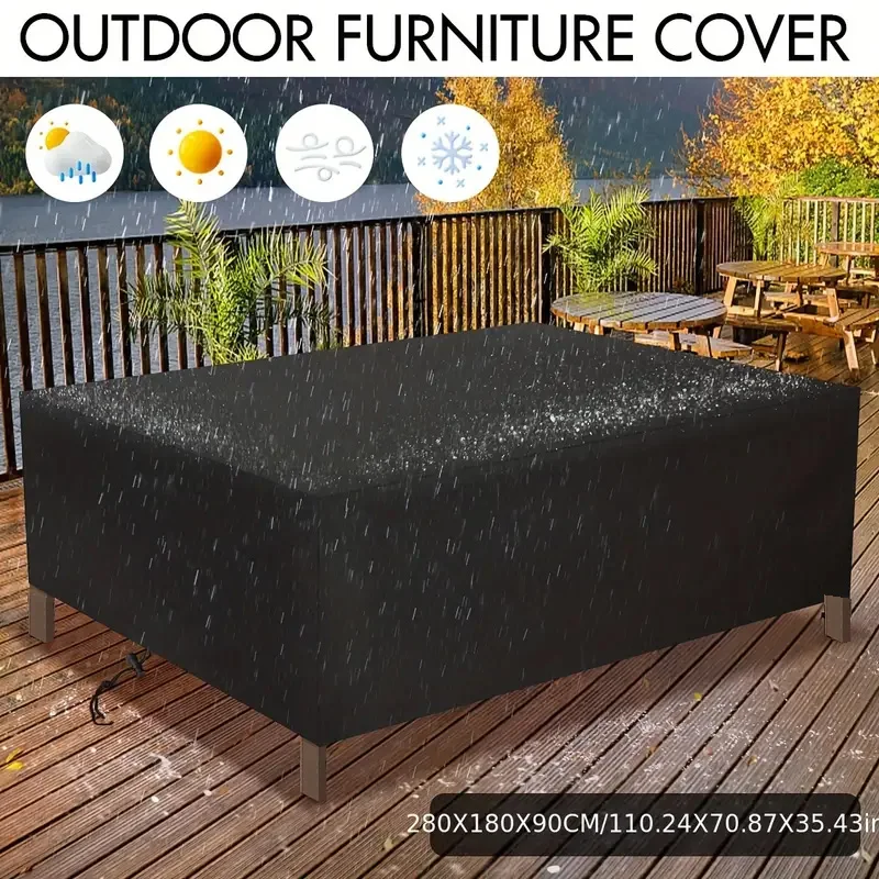 Outdoor furniture dust cover, 210D Oxford cloth, black silver sofa cover, waterproof cover, outdoor patio furniture cover thumbnail 3