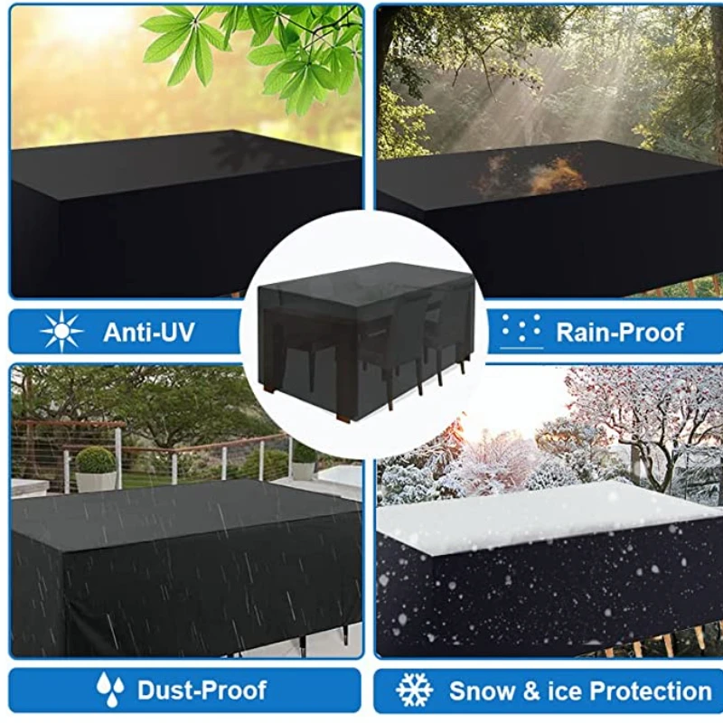 Outdoor furniture dust cover, 210D Oxford cloth, black silver sofa cover, waterproof cover, outdoor patio furniture cover thumbnail 4