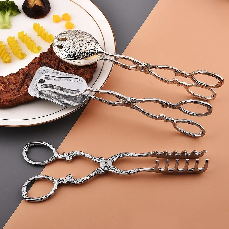 Vintage Fruit Salad Cake Clip Buffet Food Gold-plated Snack Kitchen Tools Salad Pastry Clamp Baking Barbecue Kitchen Utensils