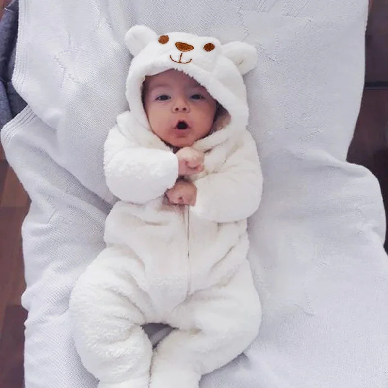 Newborn Baby Boy Girl Kids Bear Hooded Romper Jumpsuit Bodysuit Clothes Outfits Long Sleeve Playsuit Toddler One Piece Outfit thumbnail 2