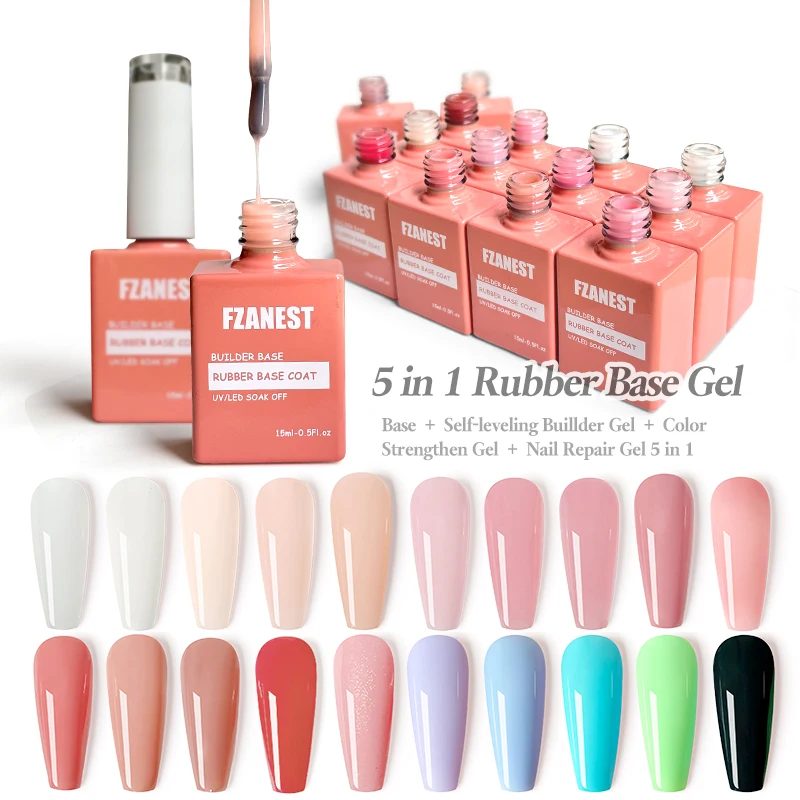 FZANEST 5 in 1 Multifunctional Rubber Base Gel Rubber Builder Base Nail Gel Nude Color Extension Nail Strengthen Gel Nails thumbnail 2