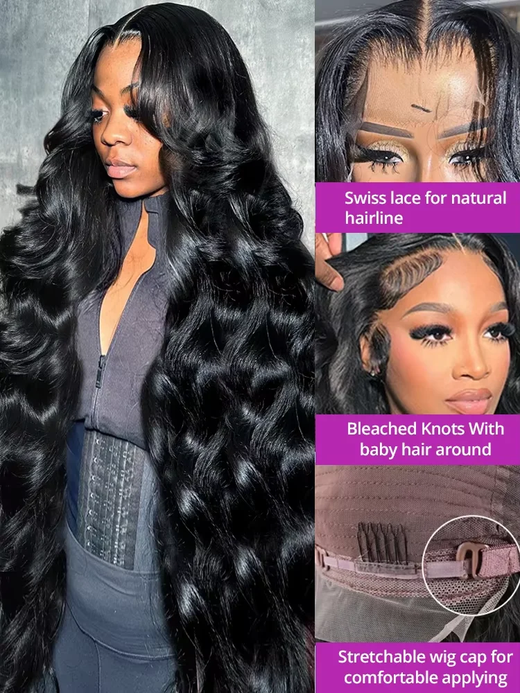 Rosabeauty 30 40 42 Inch Body Wave Human Hair Wigs 13x6 Hd Lace Frontal Wig Brazilian Body Wave Wigs 5x5 Closure Wigs For Women thumbnail 3